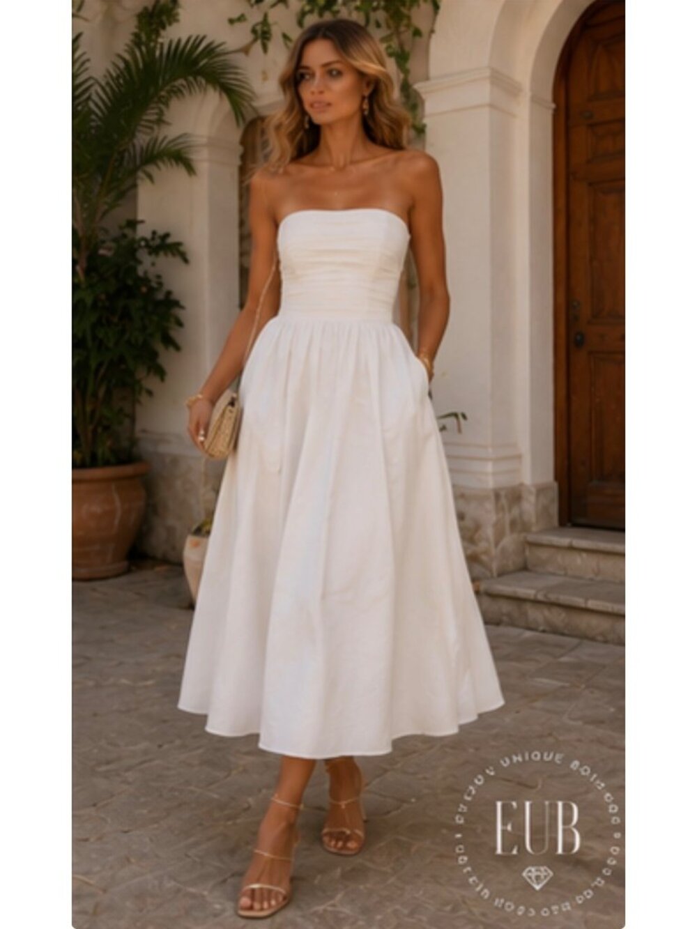 Reformation Lissa Convertible Organic Cotton Midi Dress Ivory NWT Size 8 - Picture 2 of 16